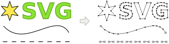An rendered SVG image alongside an equivalent set of line segments